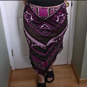 Y2K Pink and Brown Patterned Skirt